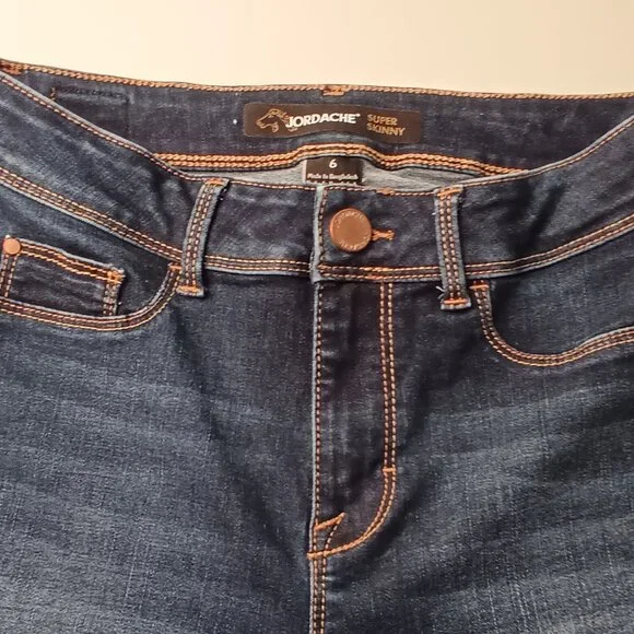 Jordache Jeans Size 6 Super Skinny Mid Rise Dark Wash - Picture 4 of 10